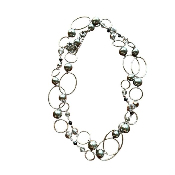 LIA SOPHIA Silver/Blue‎ Beaded Long Necklace - Picture 1 of 4